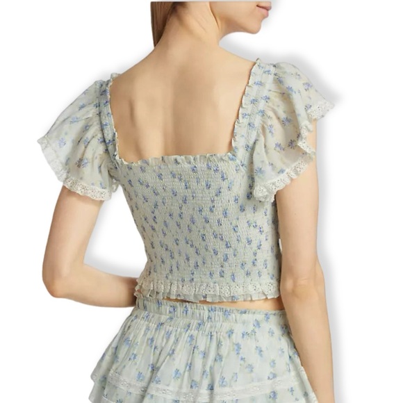 LOVESHACKFANCY Beaming Smocked Printed Cotton Top XS - Picture 2 of 6